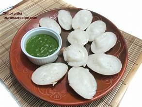 Chitoi pitha with cilantro vorta